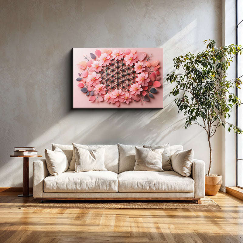 reFlowery - hochwertiges Acryl Wandbild "Blume des Lebens", Blumen, Rosa, versch. Größen