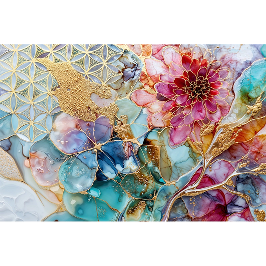 reFlowery – hochwertiges Acryl Wandbild „Blume des Lebens“, Pastelfarben, Glas, versch. Größen
