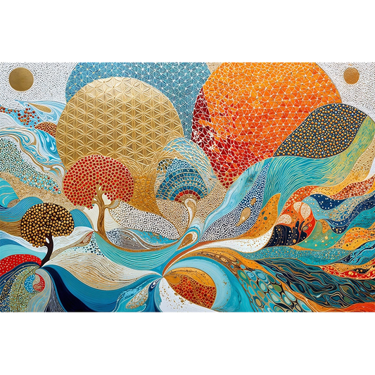 reFlowery – hochwertiges Acryl Wandbild „Blume des Lebens“, „Baum des Lebens“, Bunt, Gold, Abstrakt, versch. Größen