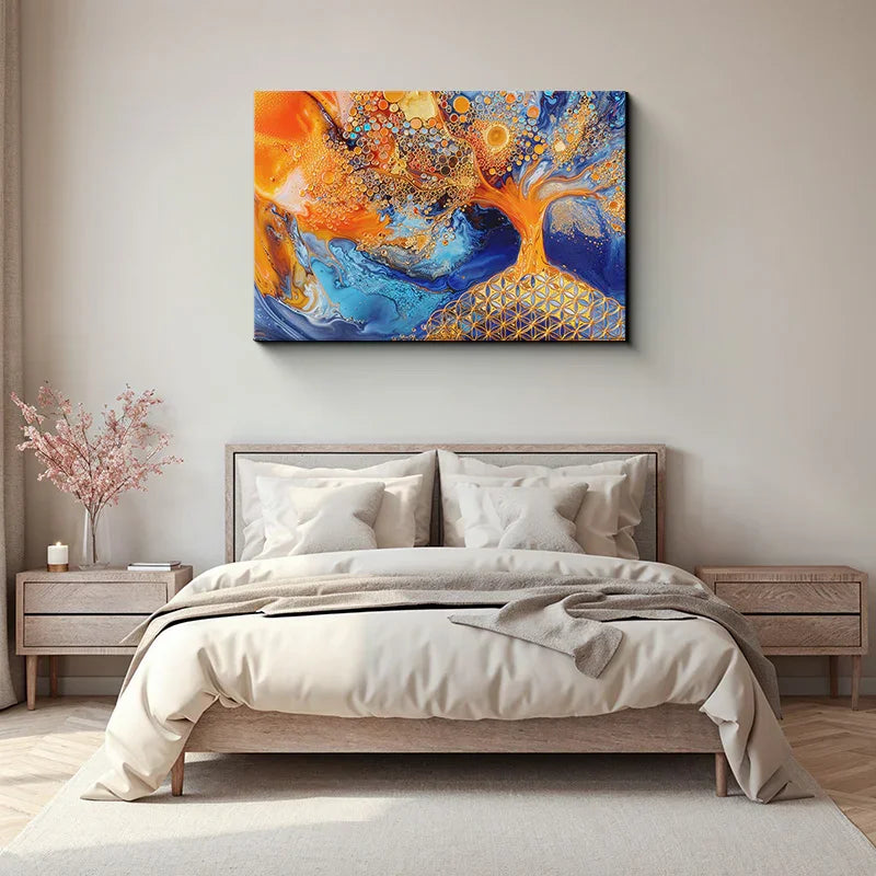 reFlowery – hochwertiges Acryl Wandbild „Blume des Lebens“, „Baum des Lebens“, Sakralchakra, Fluid, versch. Größen