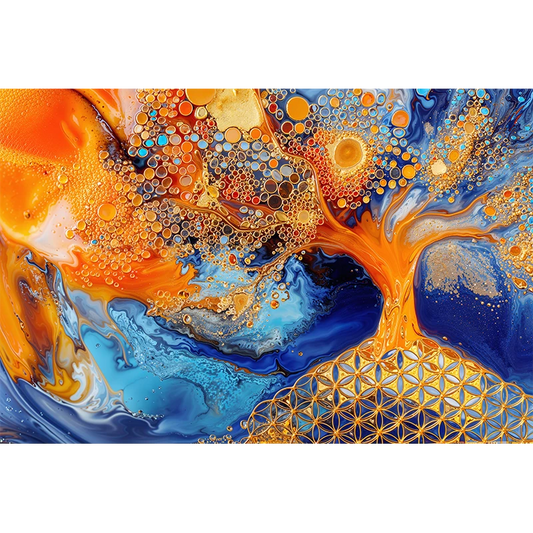 reFlowery – hochwertiges Acryl Wandbild „Blume des Lebens“, „Baum des Lebens“, Sakralchakra, Fluid, versch. Größen