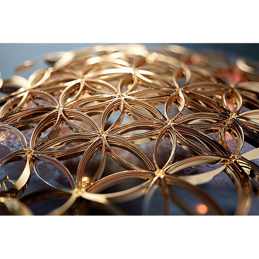reFlowery – hochwertiges Acryl Wandbild „Blume des Lebens“, Gold, 3D, Effekt, versch. Größen