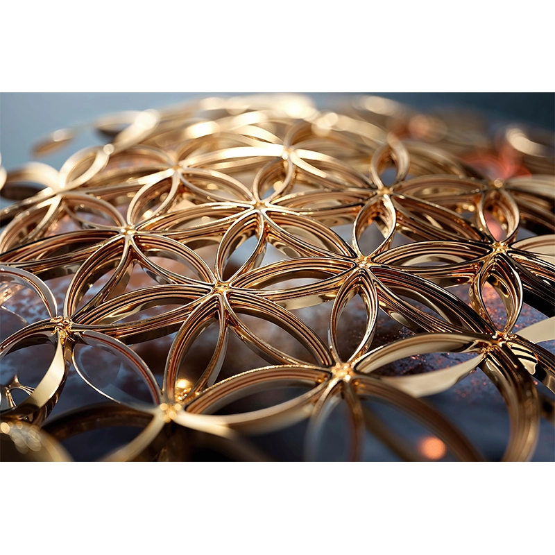 reFlowery – hochwertiges Acryl Wandbild „Blume des Lebens“, Gold, 3D, Effekt, versch. Größen