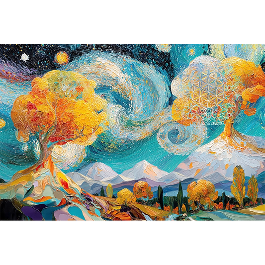reFlowery – hochwertiges Acryl Wandbild „Blume des Lebens“, „Baum des Lebens“, Bunt, Oilpainting, Ölfarben, Abstrakt, versch. Größen
