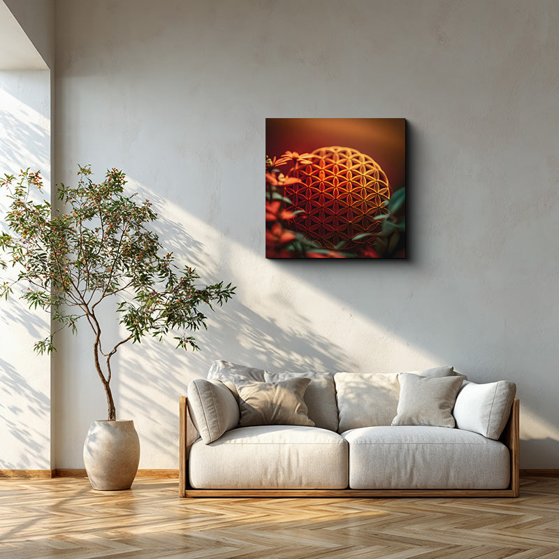 reFlowery – Premium Leinwandbild „Blume des Lebens“, Blumen, rot, grün, versch. Größen