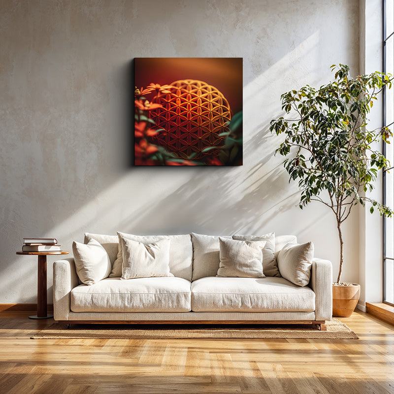 reFlowery – Premium Leinwandbild „Blume des Lebens“, Blumen, rot, orange, versch. Größen