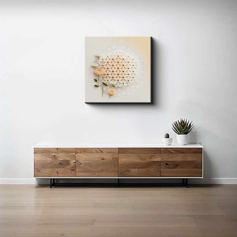 reFlowery – Premium Leinwandbild „Blume des Lebens“, Blumen, beige, weiß, Wasser, versch. Größen