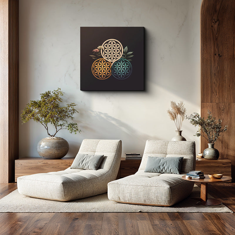 reFlowery – Premium Leinwandbild „Blume des Lebens“, Koerper, Geist, Seele, versch. Größen