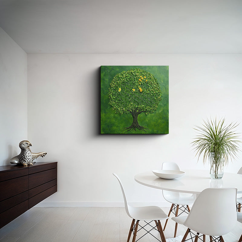 reFlowery – hochwertiges Leinwandbild "Blume des Lebens", "Baum des Lebens", grün, versch. Größen