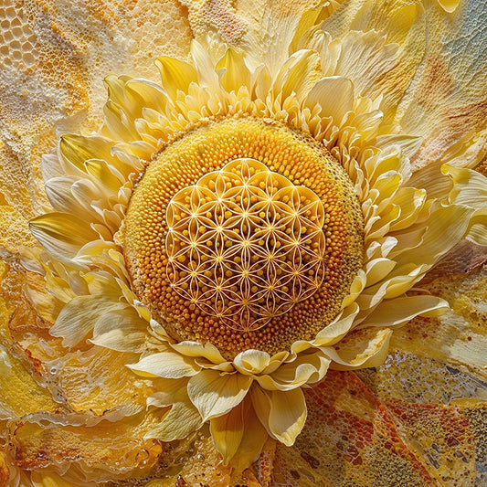 reFlowery – hochwertiges Leinwandbild „Blume des Lebens“, Solarplexus, Gelb, Sonnenblume, 1, versch. Größen