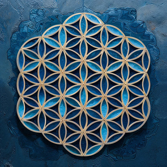 reFlowery – hochwertiges Leinwandbild „Blume des Lebens“, Stirnchakra, Ajna, Indigo, versch. Größen