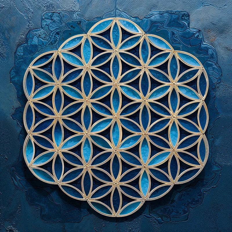 reFlowery – hochwertiges Leinwandbild „Blume des Lebens“, Stirnchakra, Ajna, Indigo, versch. Größen