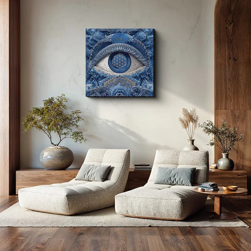 reFlowery – hochwertiges Leinwandbild „Blume des Lebens“, Stirnchakra, Ajna, Indigo, Drittes Auge, versch. Größen