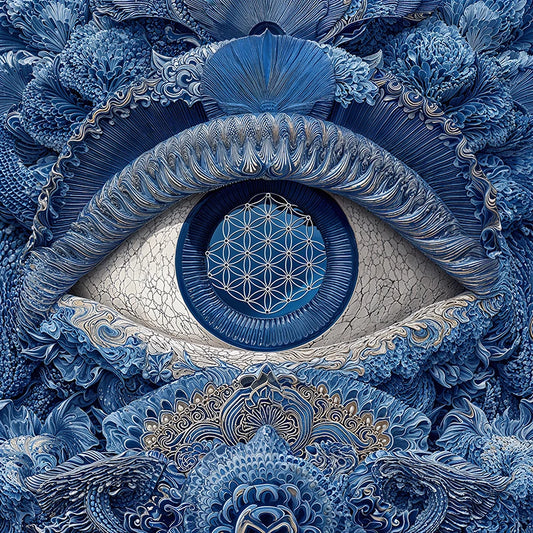 reFlowery – hochwertiges Leinwandbild „Blume des Lebens“, Stirnchakra, Ajna, Indigo, Drittes Auge, versch. Größen