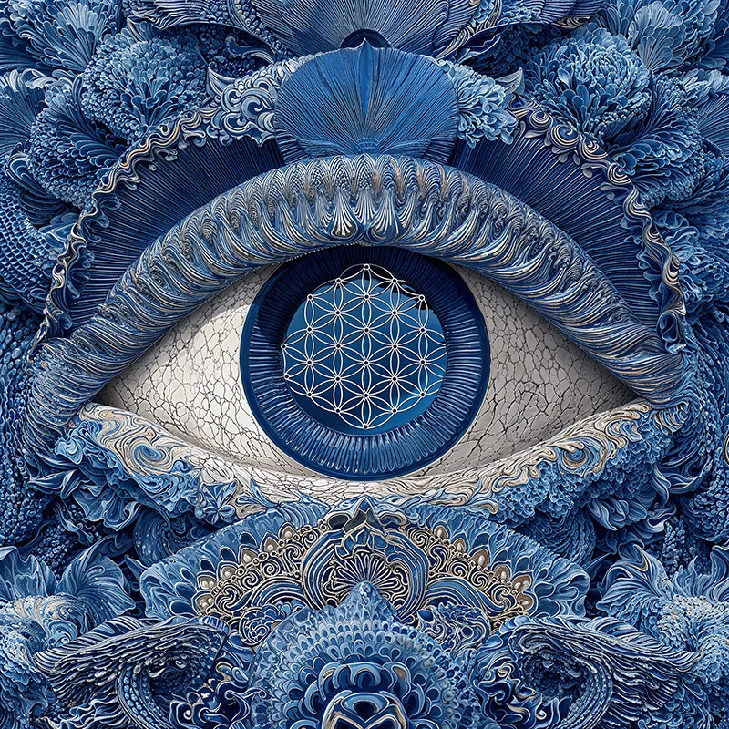 reFlowery – hochwertiges Leinwandbild „Blume des Lebens“, Stirnchakra, Ajna, Indigo, Drittes Auge, versch. Größen