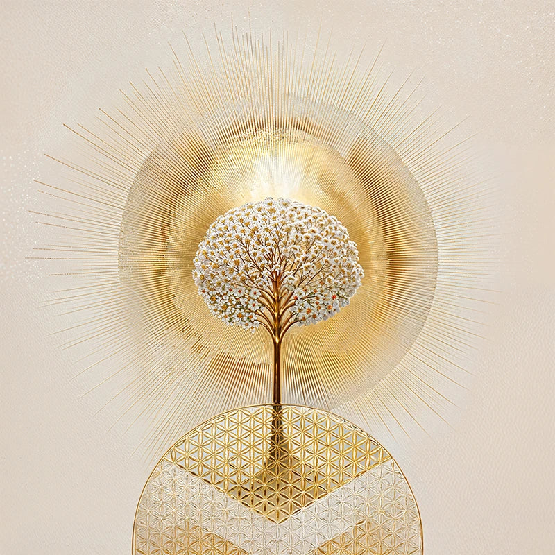 reFlowery – hochwertiges Leinwandbild „Blume des Lebens“, Gold, Weiss, Minimalistisch, versch. Größen